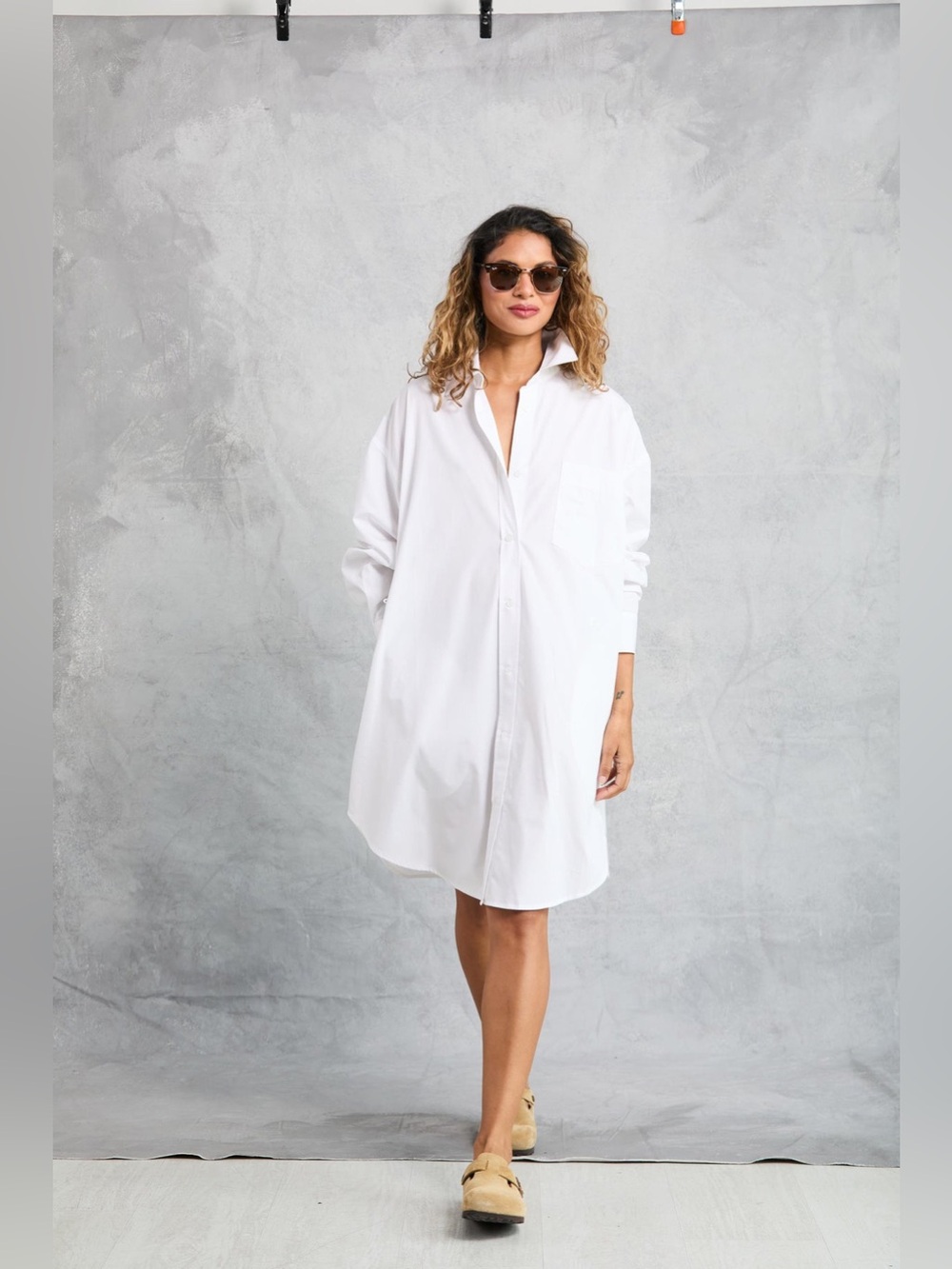 MAMÈNE Phoebe Mini Shirt Dress in White Size 0 XS/S Oversized Convertible Back - Picture 5 of 12